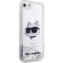 Apple iPhone 7 Uyumlu Kılıf Karl Lagerfeld Sıvılı Simli Choupette Head Dizayn Kapak