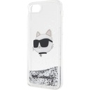 Apple iPhone 7 Uyumlu Kılıf Karl Lagerfeld Sıvılı Simli Choupette Head Dizayn Kapak