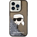 Apple iPhone 14 Pro Max Uyumlu Kılıf Karl Lagerfeld Sıvılı Simli Karl Head Dizayn Kapak