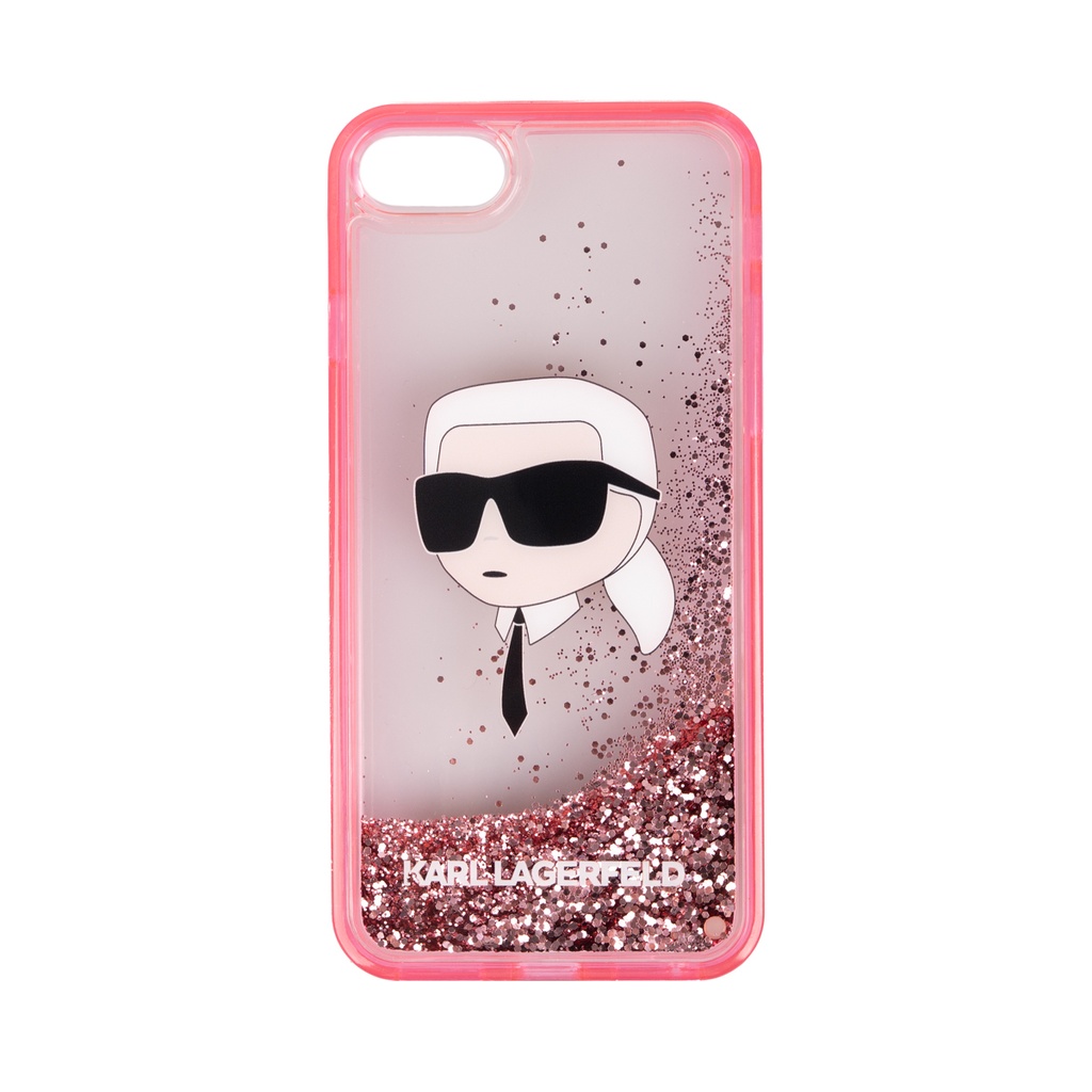 Apple iPhone 7 Uyumlu Kılıf Karl Lagerfeld Sıvılı Simli Karl Head Dizayn Kapak - 7