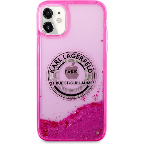 Apple iPhone 11 Uyumlu Kılıf Karl Lagerfeld Sıvılı Simli RSG Dizayn Kapak