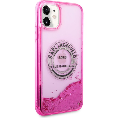 Apple iPhone 11 Uyumlu Kılıf Karl Lagerfeld Sıvılı Simli RSG Dizayn Kapak