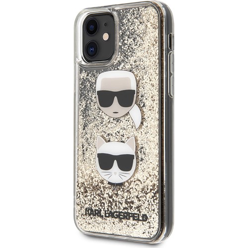 Apple iPhone 11 Uyumlu Kılıf Karl Lagerfeld Sıvılı Simli K&C Head Dizayn Kapak