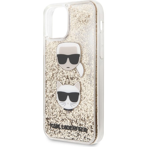 Apple iPhone 11 Uyumlu Kılıf Karl Lagerfeld Sıvılı Simli K&C Head Dizayn Kapak