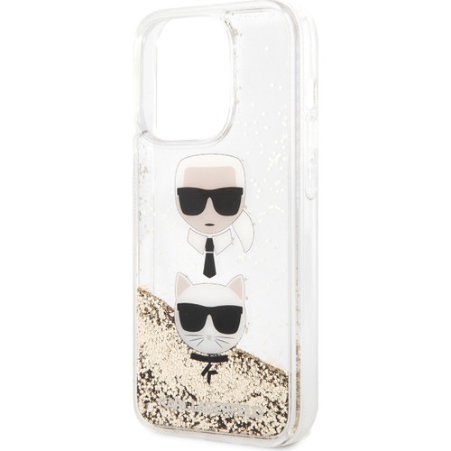 Apple iPhone 14 Pro Uyumlu Kılıf Karl Lagerfeld Sıvılı Simli K&C Head Dizayn Kapak