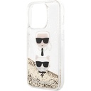Apple iPhone 14 Pro Max Uyumlu Kılıf Karl Lagerfeld Sıvılı Simli K&C Head Dizayn Kapak