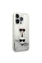 Apple iPhone 14 Pro Max Uyumlu Kılıf Karl Lagerfeld Sıvılı Simli K&C Head Dizayn Kapak