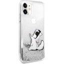 Apple iPhone 11 Uyumlu Kılıf Karl Lagerfeld Sıvılı Simli Choupette Fun Dizayn Kapak