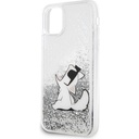 Apple iPhone 11 Uyumlu Kılıf Karl Lagerfeld Sıvılı Simli Choupette Fun Dizayn Kapak