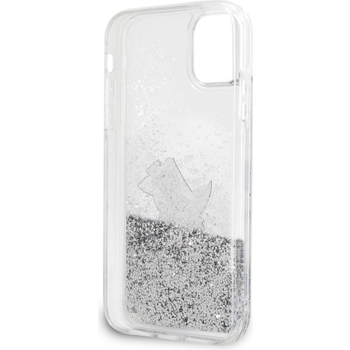 Apple iPhone 11 Uyumlu Kılıf Karl Lagerfeld Sıvılı Simli Choupette Fun Dizayn Kapak