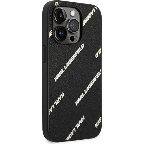 Apple iPhone 14 Pro Uyumlu Kılıf Karl Lagerfeld PU Suni Deri Logolu Dizayn Kapak