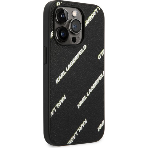 Apple iPhone 14 Pro Max Uyumlu Kılıf Karl Lagerfeld PU Suni Deri Logolu Dizayn Kapak