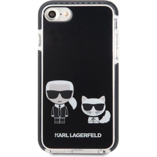 Apple iPhone 7 Uyumlu Kılıf Karl Lagerfeld Kenarları Siyah Silikon K&C Dizayn Kapak