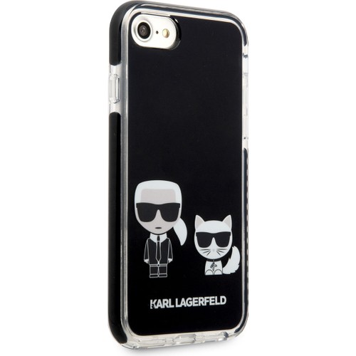 Apple iPhone 7 Uyumlu Kılıf Karl Lagerfeld Kenarları Siyah Silikon K&C Dizayn Kapak