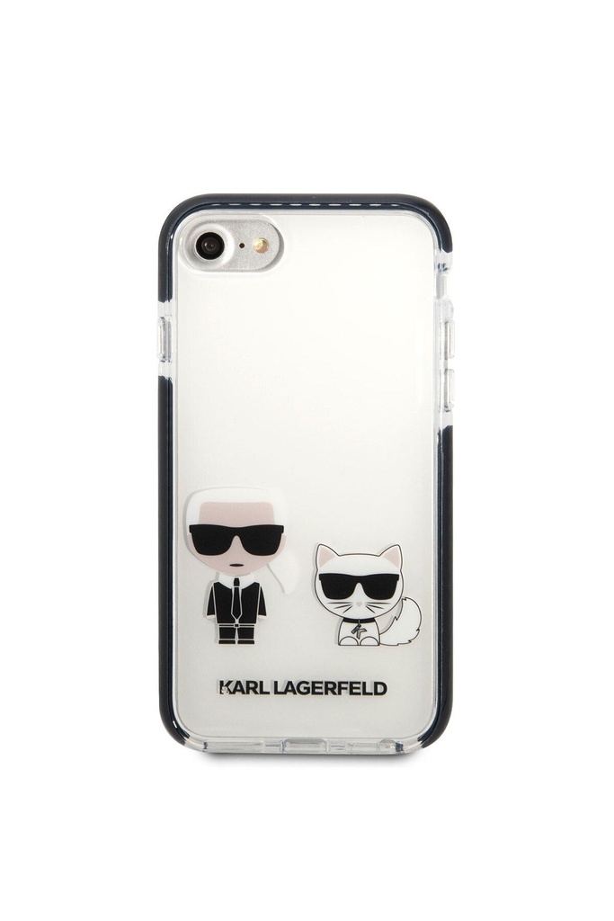 Apple iPhone 7 Uyumlu Kılıf Karl Lagerfeld Kenarları Siyah Silikon K&C Dizayn Kapak