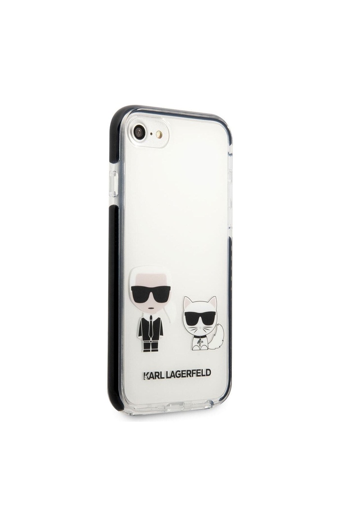 Apple iPhone 7 Uyumlu Kılıf Karl Lagerfeld Kenarları Siyah Silikon K&C Dizayn Kapak