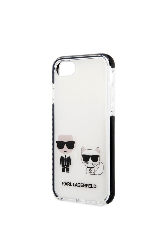 Apple iPhone 7 Uyumlu Kılıf Karl Lagerfeld Kenarları Siyah Silikon K&C Dizayn Kapak