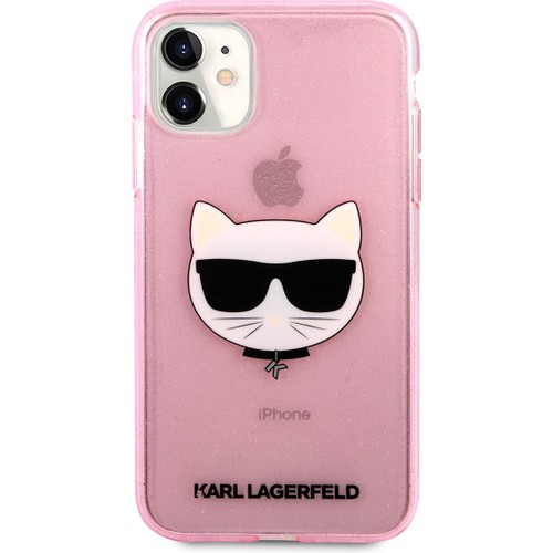 Apple iPhone 11 Uyumlu Kılıf Karl Lagerfeld Transparan Choupette Head Dizayn Kapak