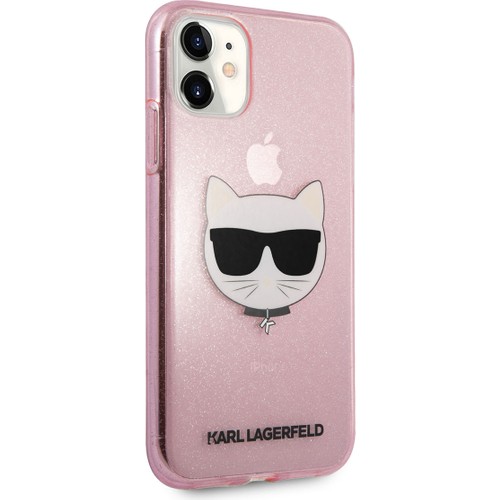 Apple iPhone 11 Uyumlu Kılıf Karl Lagerfeld Transparan Choupette Head Dizayn Kapak