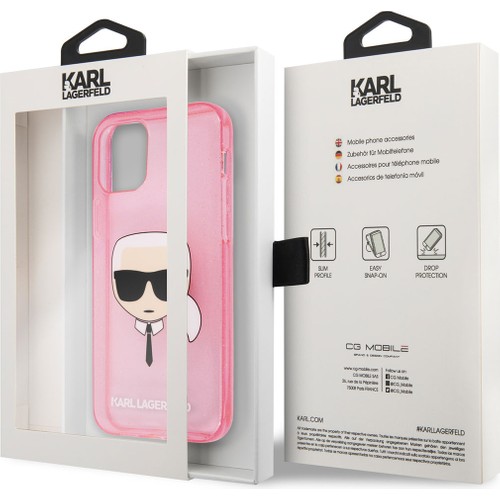 Apple iPhone 11 Uyumlu Kılıf Karl Lagerfeld Transparan Karl Head Dizayn Kapak