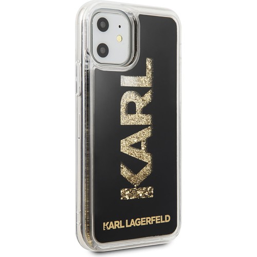 Apple iPhone 11 Uyumlu Kılıf Karl Lagerfeld Sıvılı Simli Logo Dizayn Kapak