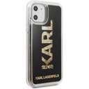Apple iPhone 11 Uyumlu Kılıf Karl Lagerfeld Sıvılı Simli Logo Dizayn Kapak