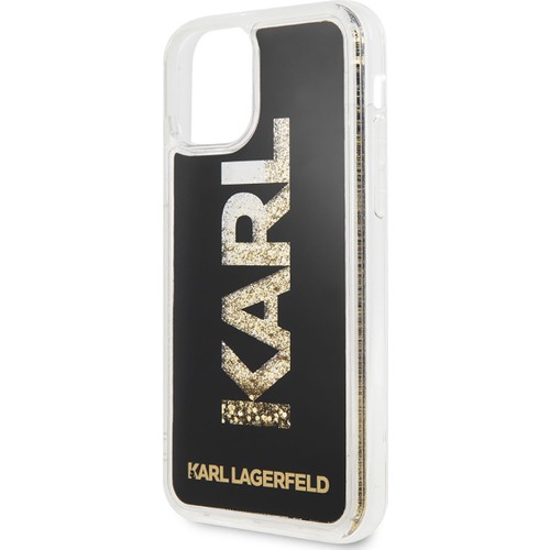 Apple iPhone 11 Uyumlu Kılıf Karl Lagerfeld Sıvılı Simli Logo Dizayn Kapak