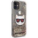 Apple iPhone 11 Uyumlu Kılıf Karl Lagerfeld Sıvılı Simli Choupette Dizayn Kapak