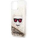 Apple iPhone 11 Uyumlu Kılıf Karl Lagerfeld Sıvılı Simli Choupette Dizayn Kapak