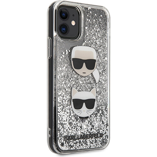 Apple iPhone 11 Uyumlu Kılıf Karl Lagerfeld Sıvılı Simli K&C Dizayn Kapak