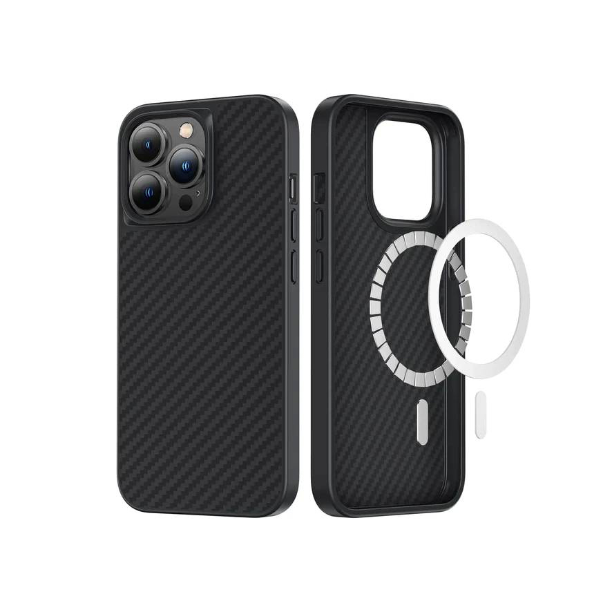Apple iPhone 13 Pro Uyumlu Kılıf Magsafe Özellikli Karbon Fiber Benks Essential Kevlar Kapak - 1