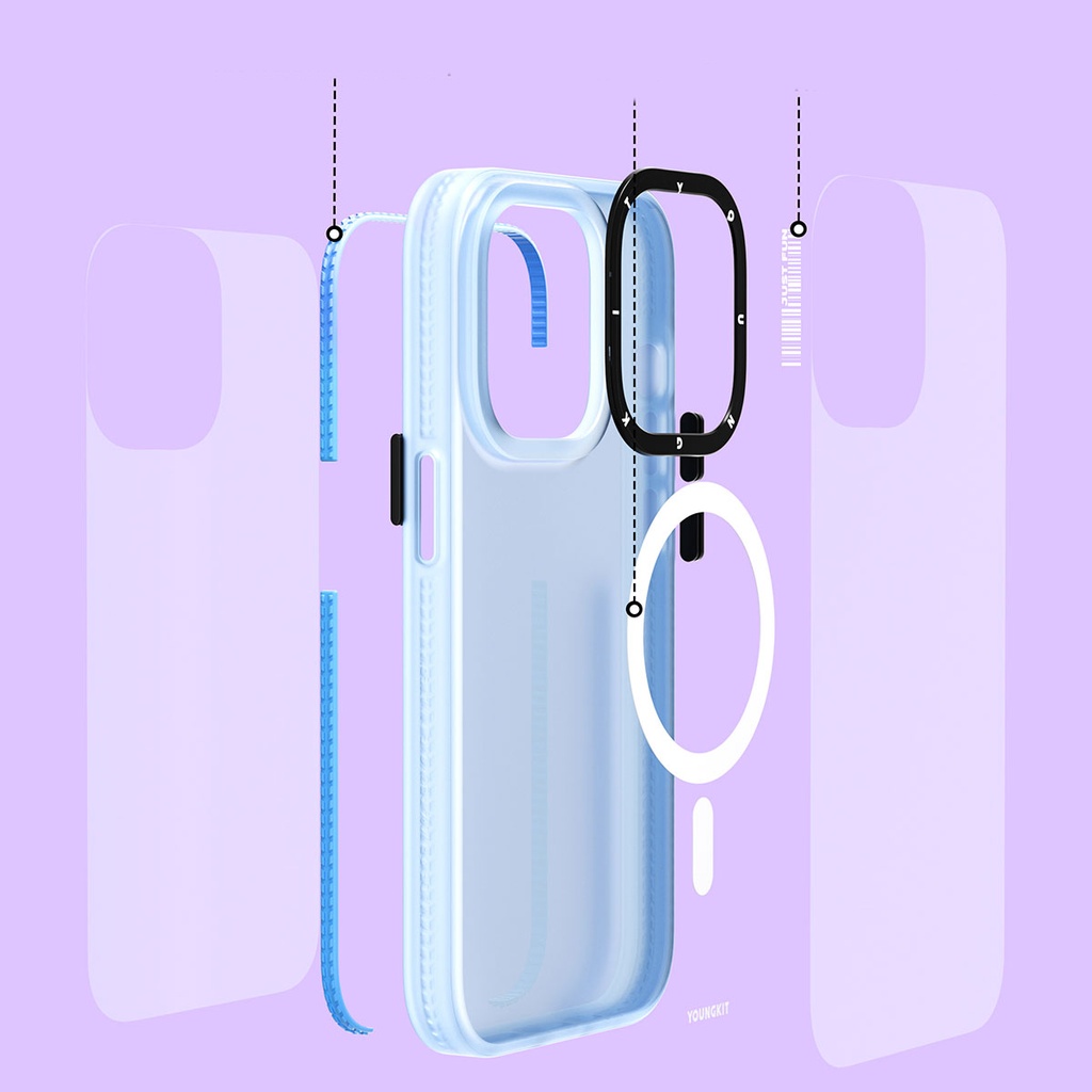 Apple iPhone 13 Pro Max Uyumlu Kılıf Magsafe Şarj Özellikli Youngkit Colored Sand Serisi Kapak - 2