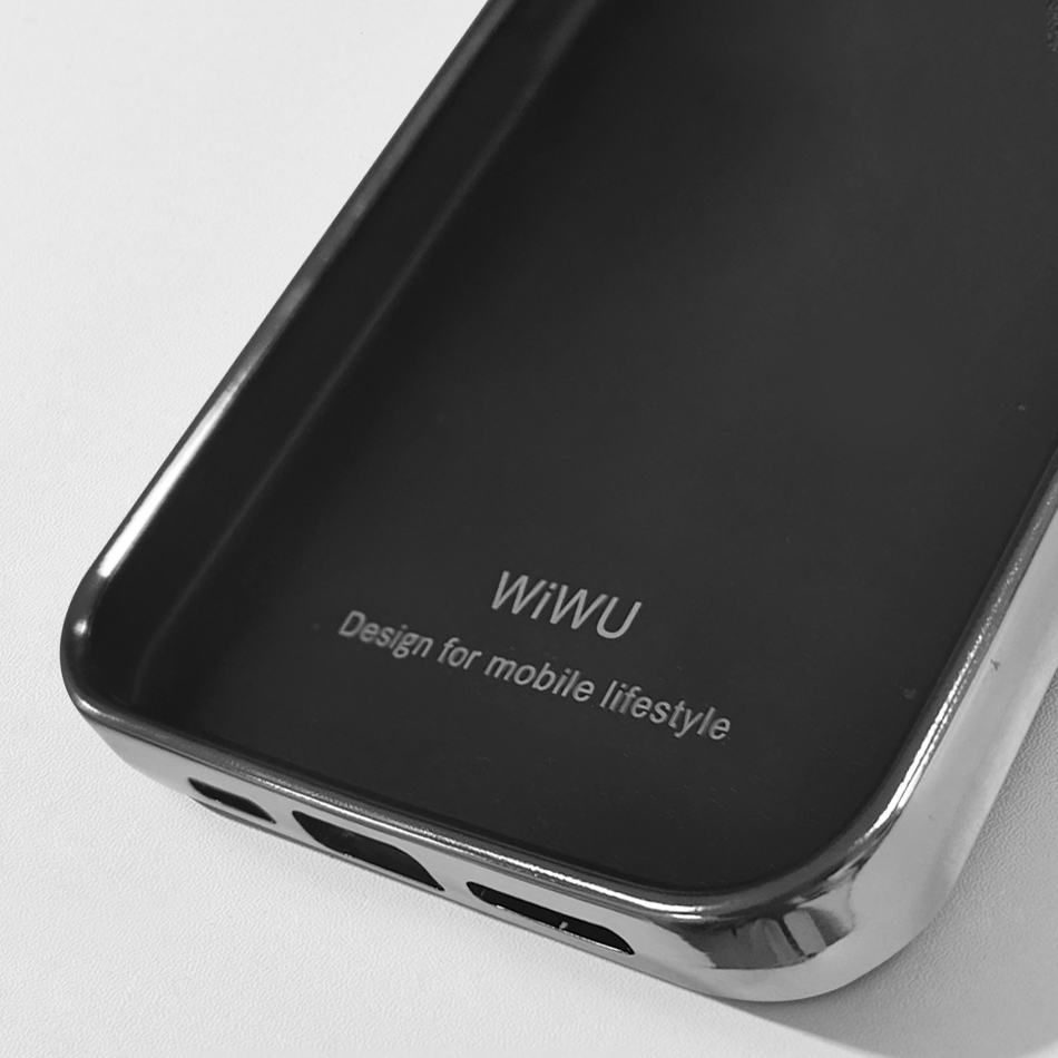 Apple iPhone 13 Mini Uyumlu Kılıf Wiwu Genuine Leather Silver Calfskin Orjinal Deri Kapak - 1