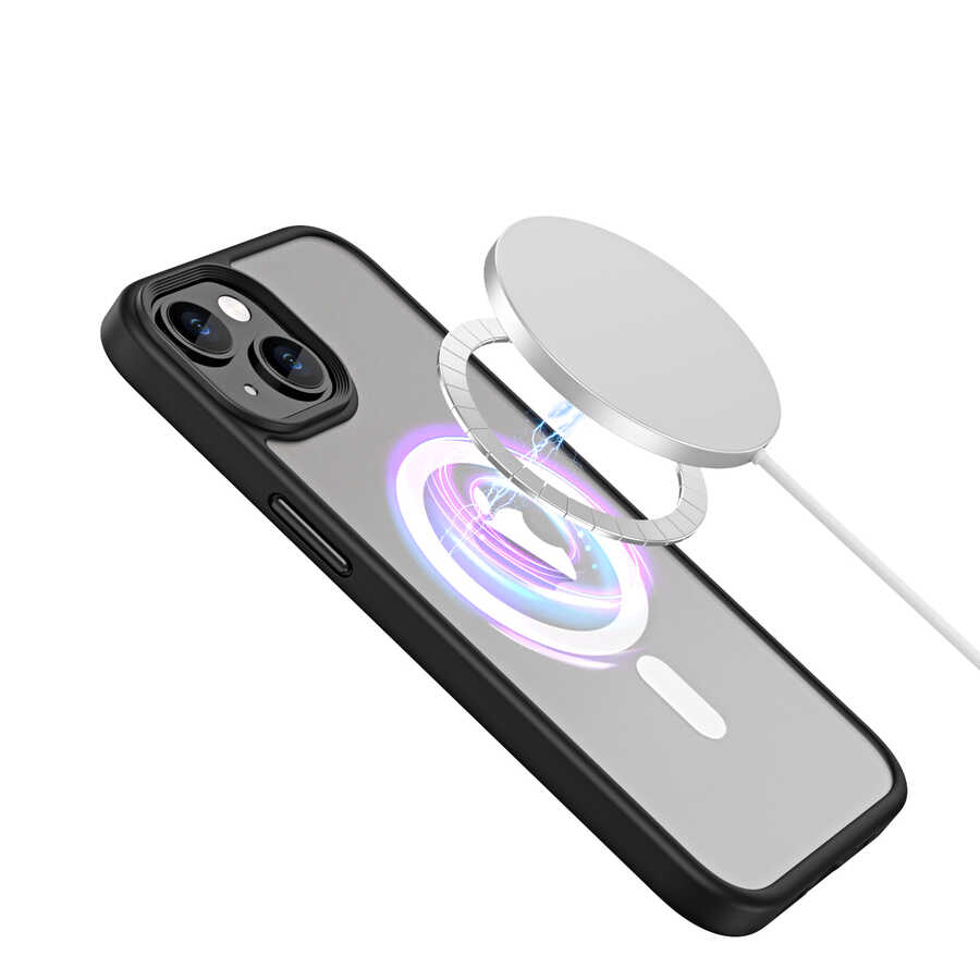 Apple iPhone 13 Uyumlu Kılıf Wireless Şarj Özellikli Zore Hibrit Magsafe Kapak - 1