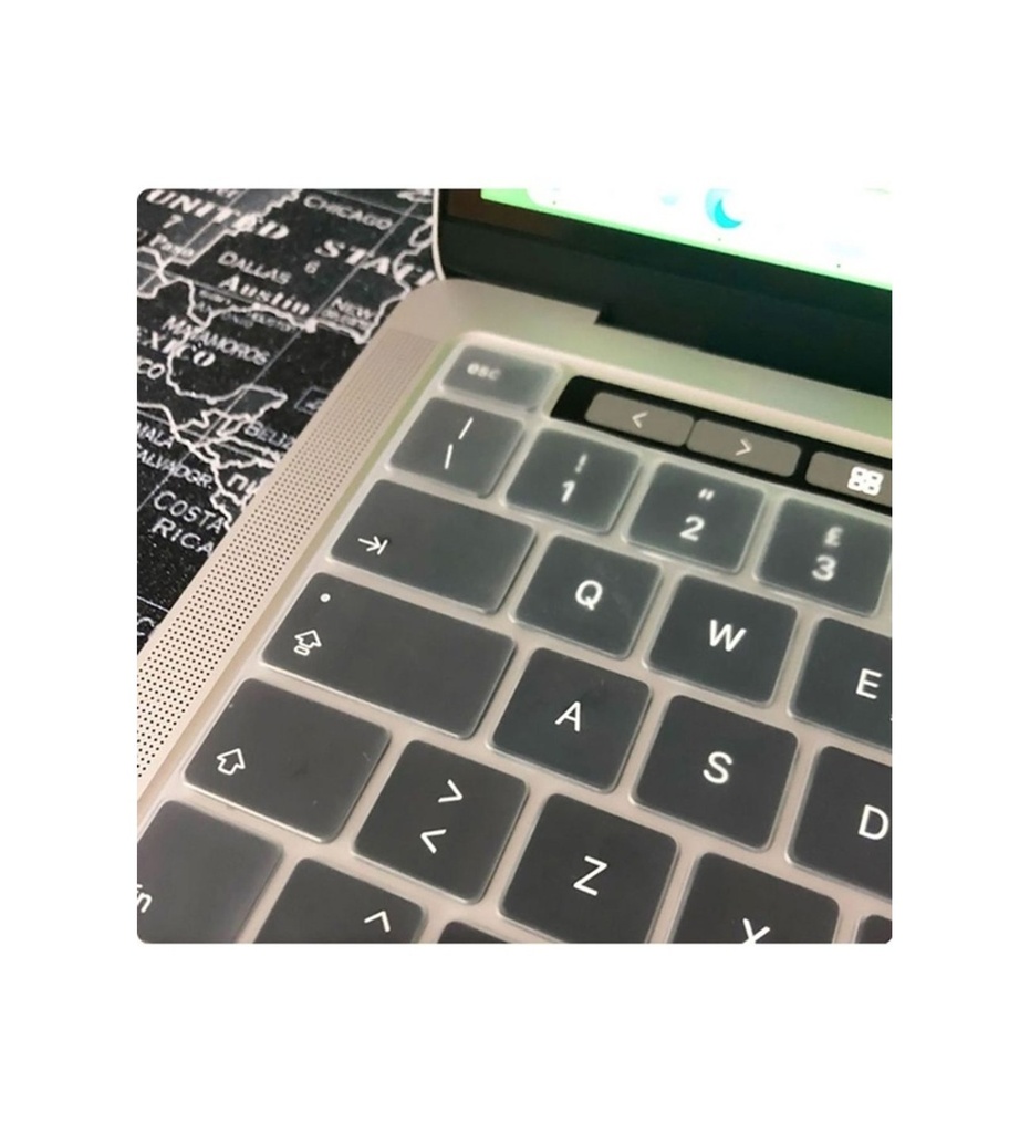 Apple Macbook 16' Touch Bar Uyumlu A2141 Zore Klavye Koruyucu Transparan Buzlu Silikon Ped