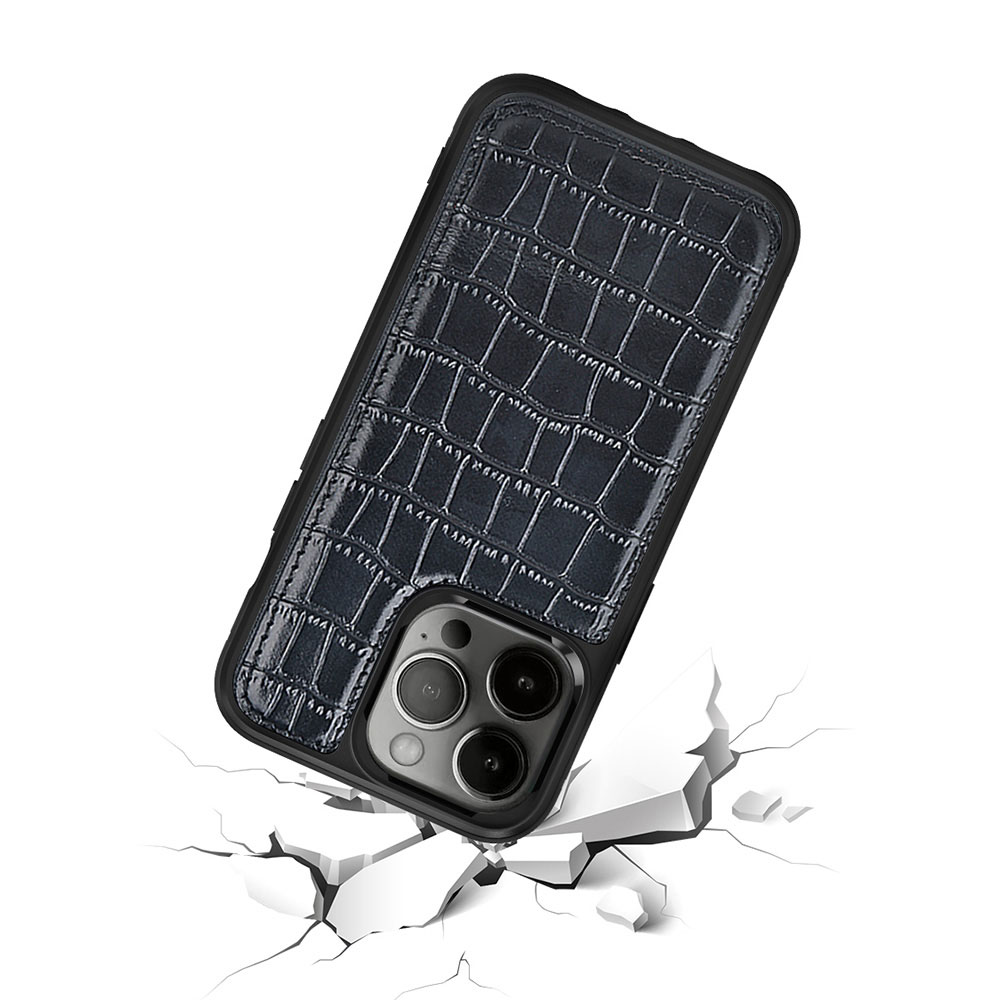 Apple iPhone 13 Pro Max Uyumlu Kılıf Wiwu Croco Pattern Calfskin Orjinal Deri Kapak - 2
