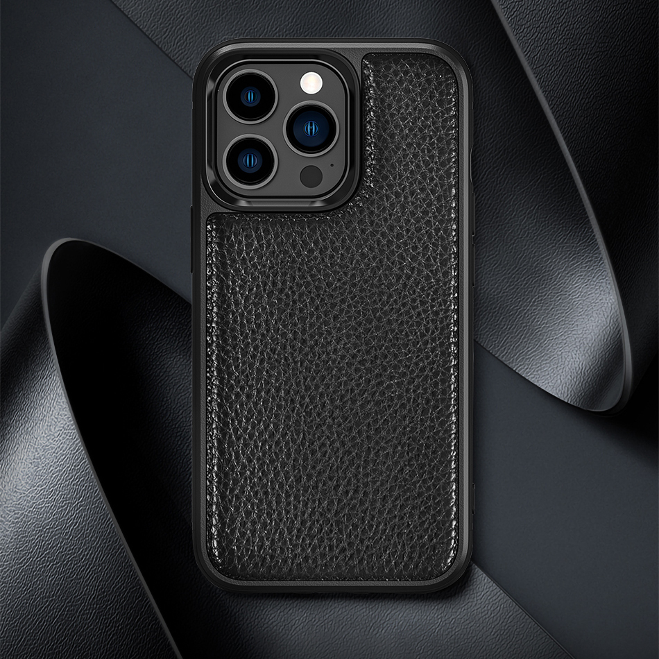 Apple iPhone 13 Uyumlu Kılıf Wiwu Genuine Leather Plastic Calfskin Orjinal Deri Kapak - 3
