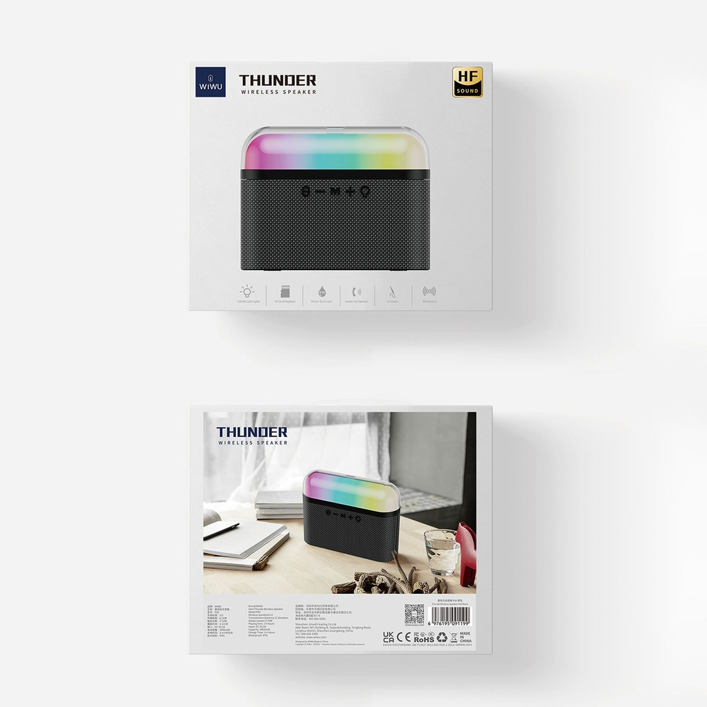 Wiwu P60 RGB Led Işıklı Thunder Wireless Bluetooth Speaker Hoparlör - 1