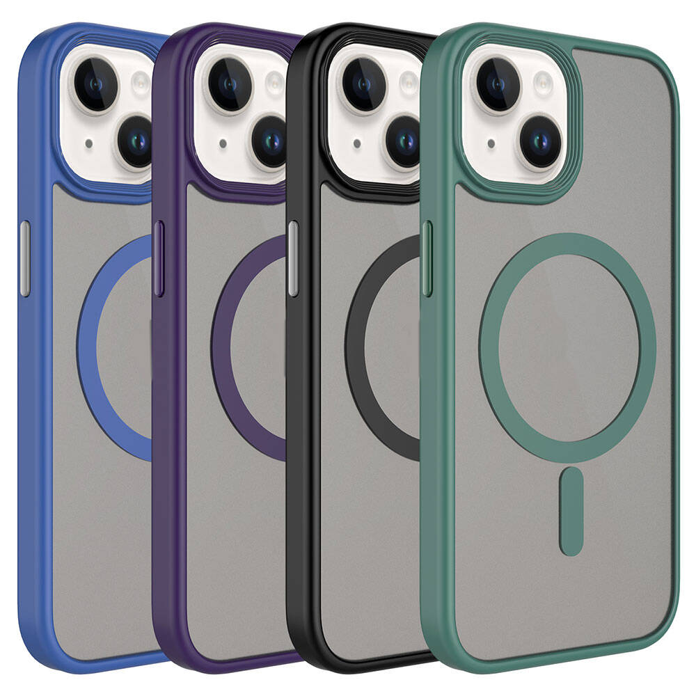 Apple iPhone 15 Plus Uyumlu Kılıf Mat Arka Yüzey Wireless Şarj Özellikli Zore Flet Magsafe Kapak - 1