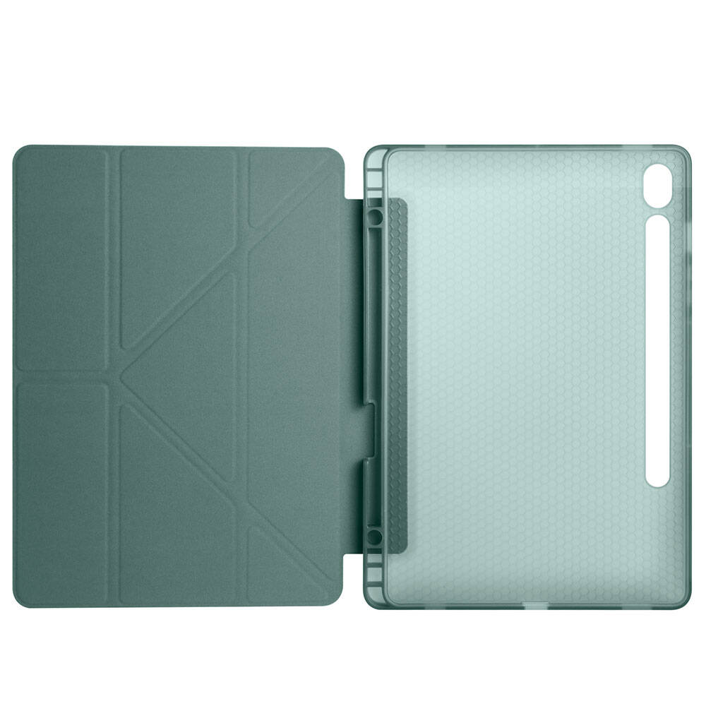 Samsung Galaxy Tab S9 FE Uyumlu Kılıf Zore Tri Folding Kalem Bölmeli Standlı Kılıf - 18