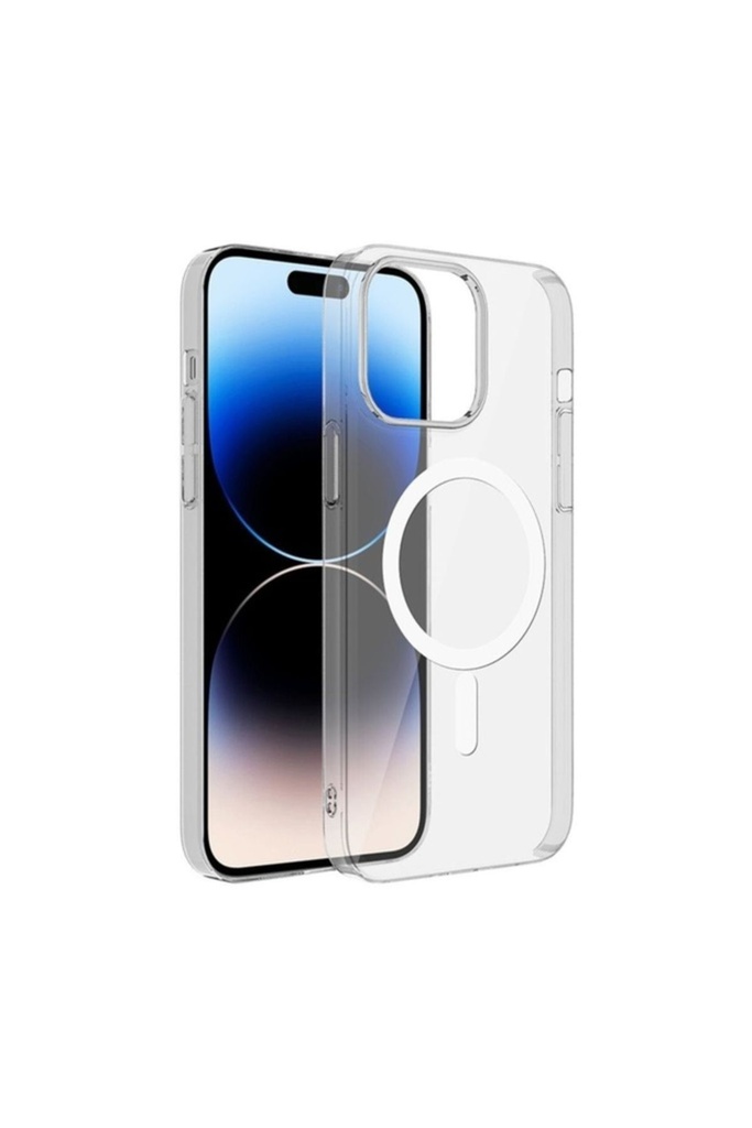 Apple iPhone 15 Uyumlu Kılıf Zore Magsafe Şarj Özellikli Şeffaf Tek Kamera Çerçeveli Porto Kapak