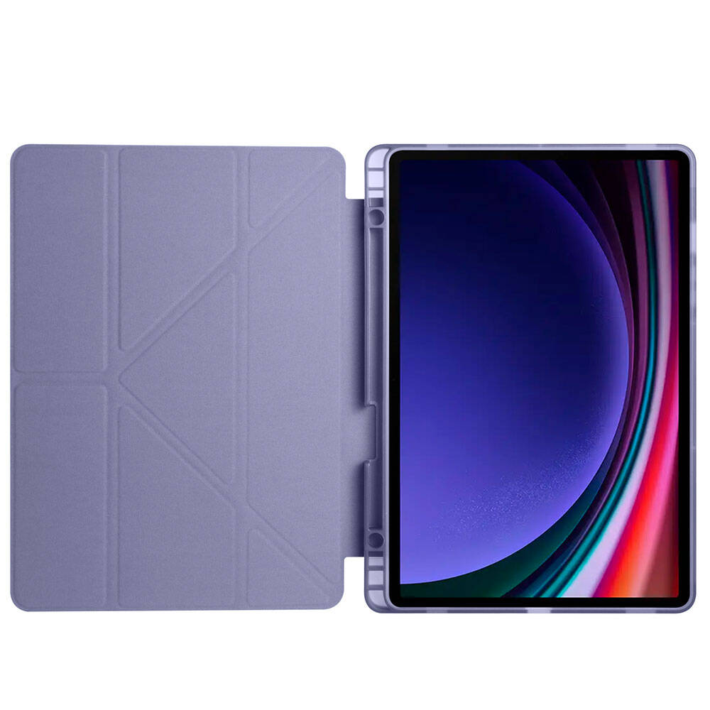 Samsung Galaxy Tab S9 FE Uyumlu Kılıf Zore Tri Folding Kalem Bölmeli Standlı Kılıf - 19