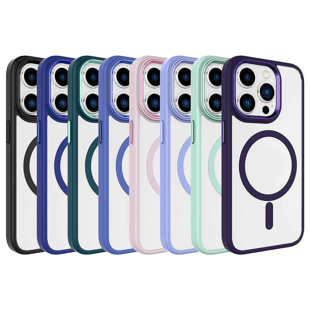 Apple iPhone 15 Pro Uyumlu Kılıf Wireless Şarj Özellikli Zore Krom Magsafe Silikon Kapak - 1