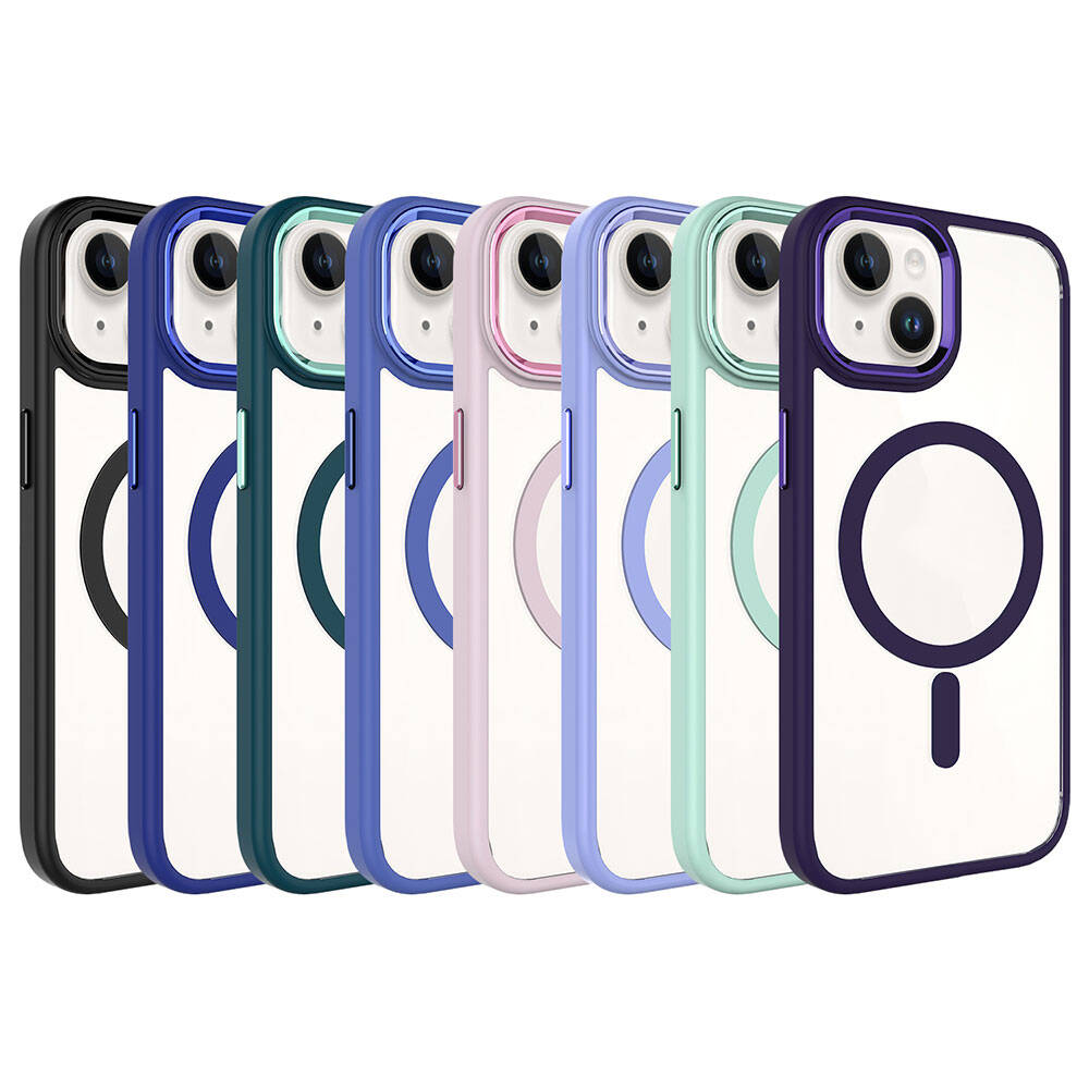 Apple iPhone 15 Plus Uyumlu Kılıf Wireless Şarj Özellikli Zore Krom Magsafe Silikon Kapak - 1