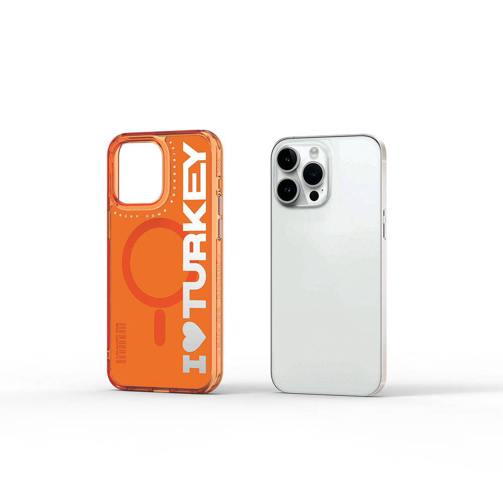 Apple iPhone 15 Pro Max Uyumlu Kılıf Magsafe Şarj Özellikli I Love Turkey Yazı Desenli Wiwu Turkey E Serisi Kapak - 10