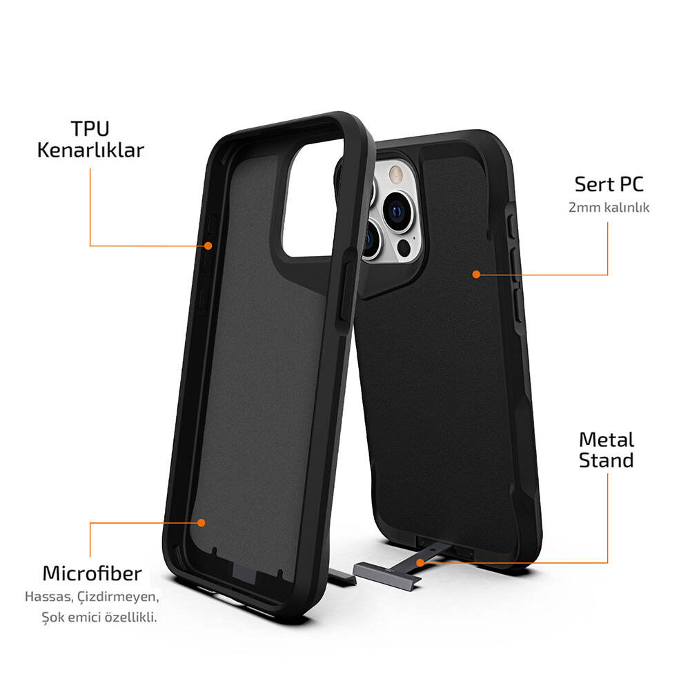 Apple iPhone 15 Pro Uyumlu Kılıf Zore Airbag Kenarlı T-Max Mat Standlı Kapak - 5