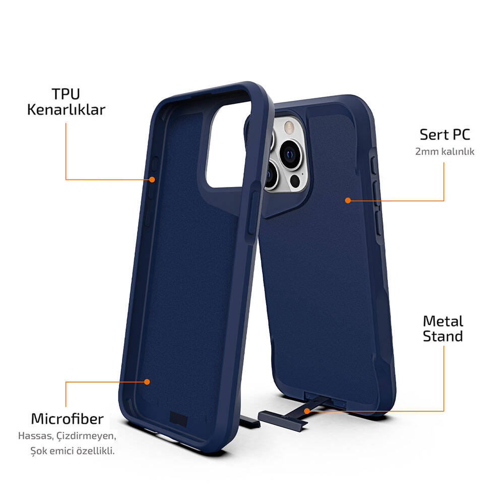 Apple iPhone 15 Pro Uyumlu Kılıf Zore Airbag Kenarlı T-Max Mat Standlı Kapak - 25