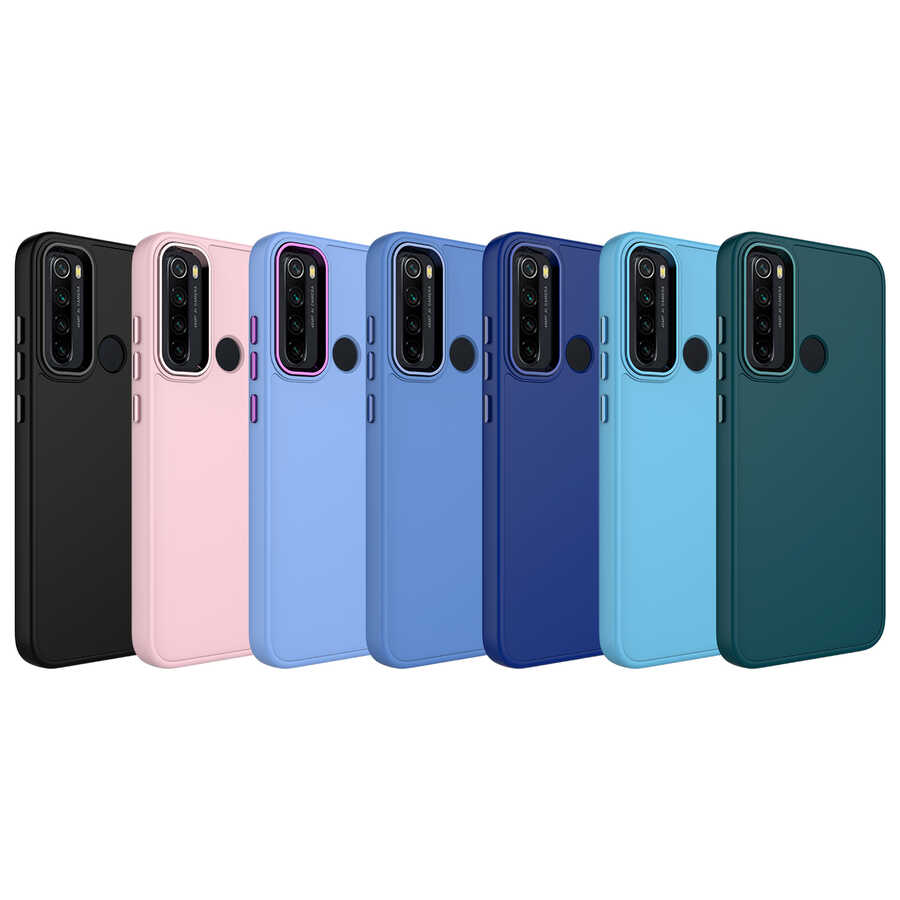 Xiaomi Redmi Note 8 Uyumlu Kılıf Metal Çerçeve ve Buton Tasarımlı Silikon Zore Luna Kapak - 1