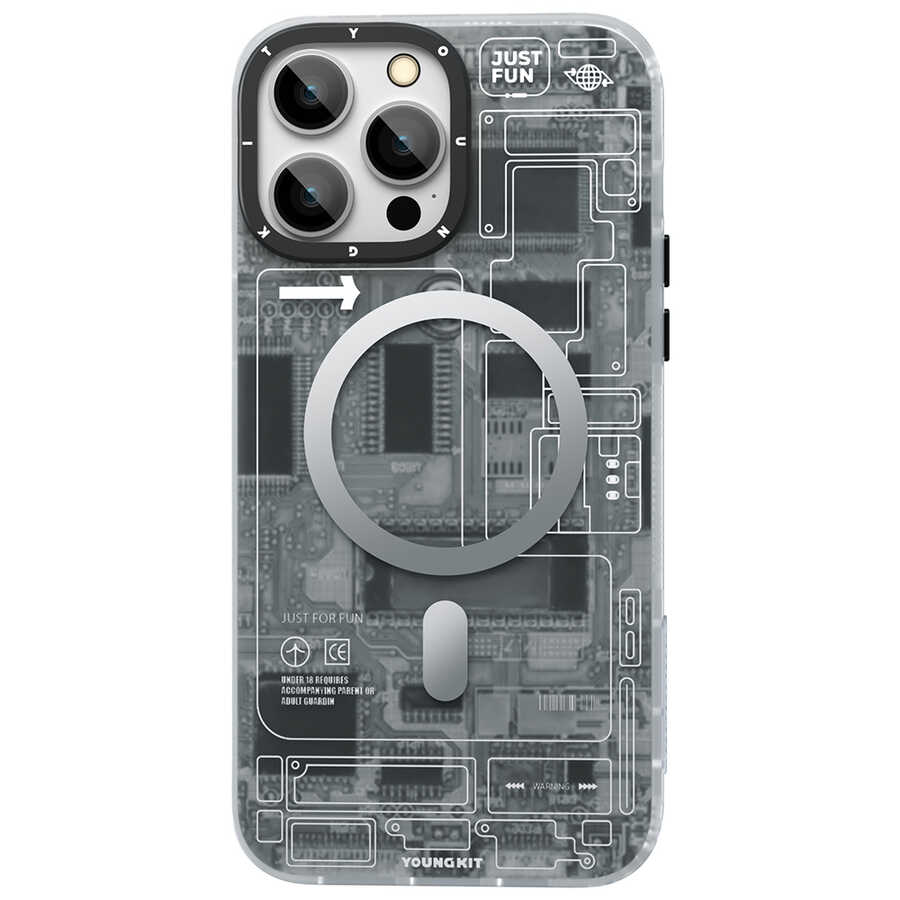 Apple iPhone 14 Pro Max Uyumlu Kılıf Magsafe Şarj Özellikli YoungKit Technology Serisi Kapak - 3