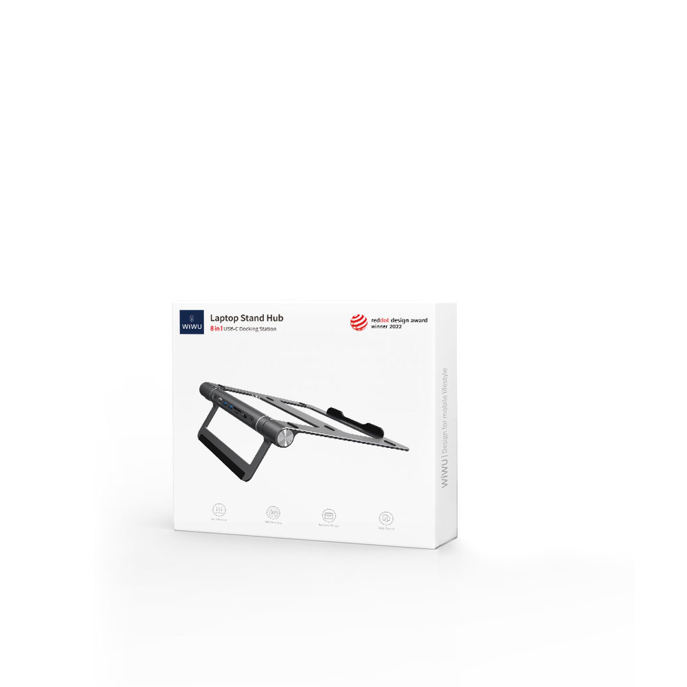 Wiwu A821CH 8in1 Hub Bağlantı İstasyonlu Notebook Laptop Standı PD3.0/USB3.0/RJ45 (1000Mbps)/SD/TF/HDMI (4K@30Hz) - 12